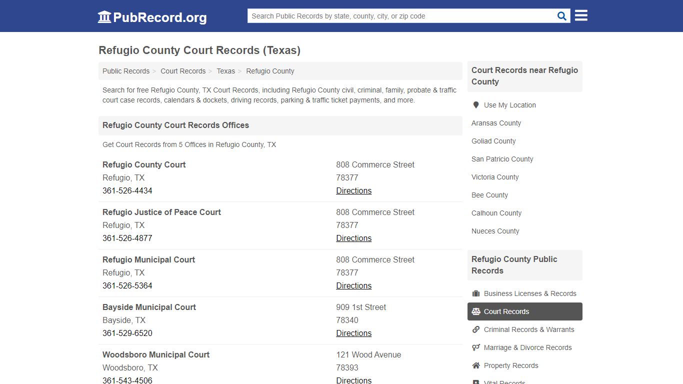 Free Refugio County Court Records (Texas Court Records) - PubRecord.org