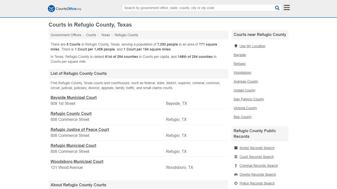 Courts - Refugio County, TX (Court Records & Calendars)